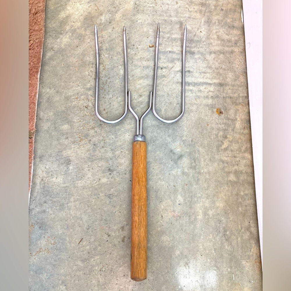 Vintage Wooden Handle 1930s meatfork. I am listing two. This is for one. Amazing